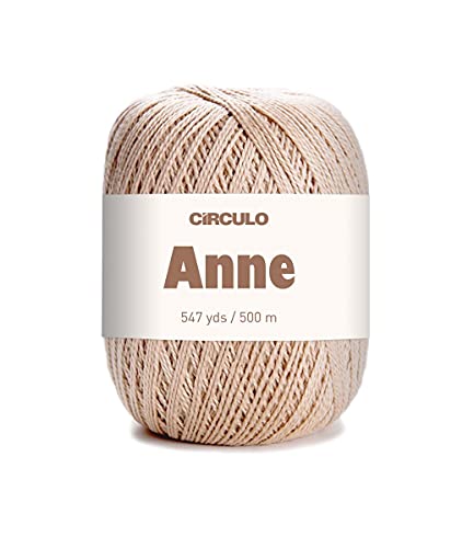 Image of CiRCULO Anne Yarn for Crocheting & Knitting, 100% Mercerized Brazilian Virgin Cotton, Soft Fingering Weight, 547 Yds, 5.19 Oz - Color 7650 Almond