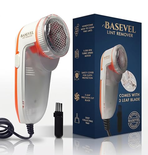 BASEVEL Lint Remover: 9500 RPM Corded Fuzz Remover for Clothes, Sweaters & Furniture – Electric Pilling Shaver with 3-Leaf Blade (3 Months Warranty) (S1)