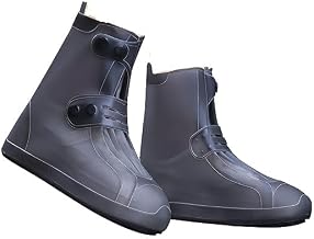 1Pair, Waterproof Rain Shoe Covers with Buckle Lock Closure, Reusable Anti-Slip Rubber Boot Overshoes for Men & Women, Durable Wear-Resistant Footwear Protection.