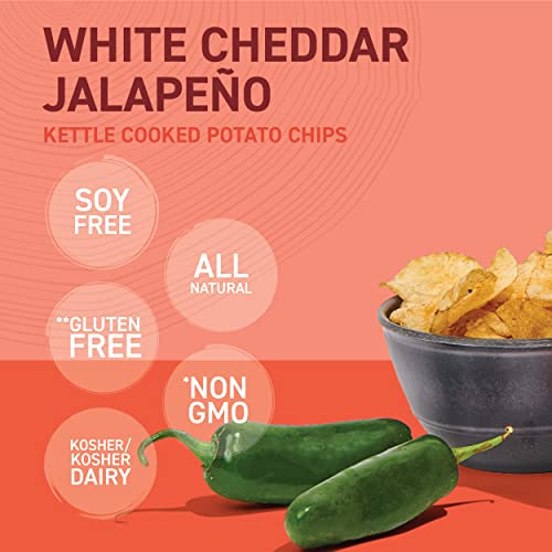 Hen Of The Woods Kettle Cooked Potato Chips, White Cheddar Jalapeno Flavor, 2 Ounce Bag, 12-Pack #TOP3