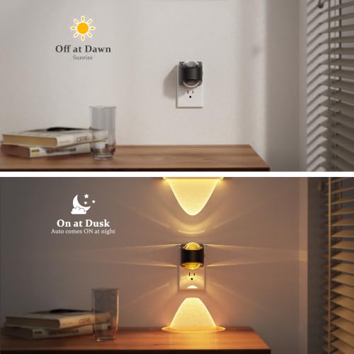 Image of JandCase Night Lights Plug into Wall, 3000K Warm White Projector Night Light, Dusk to Dawn Sensor Night Light Plug in, Dimmable Night Light with Brightness Memory for Bedroom Hallway Stair Nursery