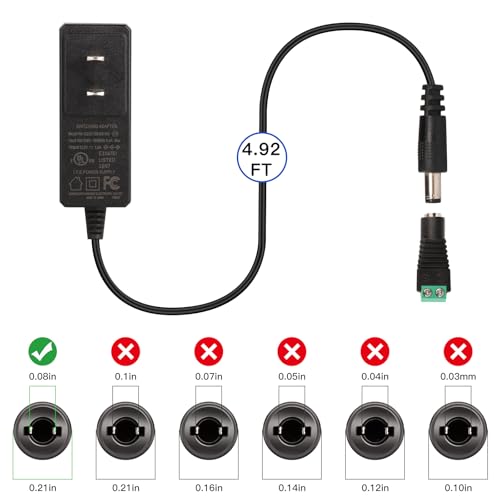 Image of 12V LED Power Supply, 12 Volt 1A 12W DC Power Supply, 100-240V AC Transformer, 12V Power Supply for LED Strip Lights, Wall Plug Power Adapter with 5.5 /2.1 DC Female Connector (2 Pack)
