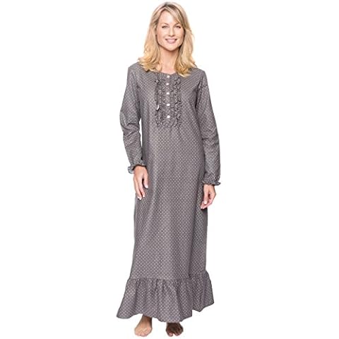Long Nightgowns for Women Flannel Nightgown - Pindots Charcoal - X-Large Cover