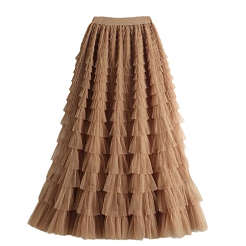Jupe longue en tulle de qualité supérieure Dninmim couleur auburn