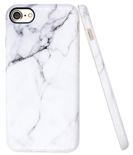 A-Focus Case for iPhone SE 2020 Case White Marble, iPhone 7 Case, iPhone 8 Marble Case, IMD Design Smooth Series Stone Pattern Flexible TPU Shell Case for iPhone 8/7 / SE 4.7 inch Glossy Gray 2