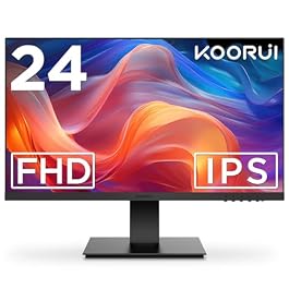 KOORUI 24 Inch Computer Monitor, FHD(1920 x 1080p) PC Monitors, 75Hz IPS Display, HDMI, VGA, 99% SRGB, 75 x 75 mm VESA Mountable, Frameless, Flicker-Free, 3-Year Warranty
