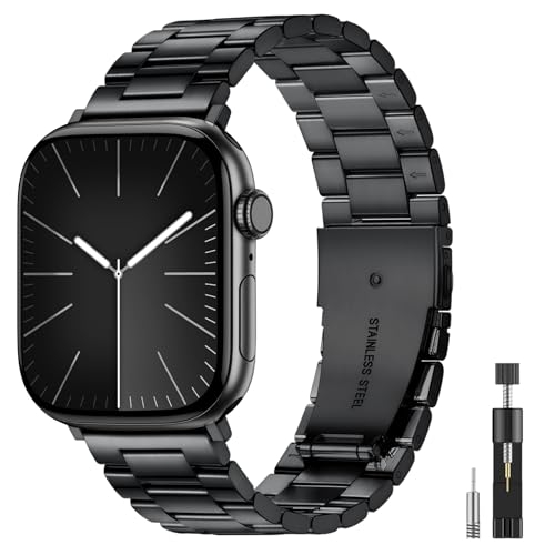 Image of Metal Band Compatible with Apple Watch Bands for Men 49mm 46mm 45mm 44mm 42mm 41mm 40mm 38mm, Stainless Steel iWatch Bands for Apple Watch Ultra 3 2 1 /Series 11 10 9 8 7 6 5 4 SE