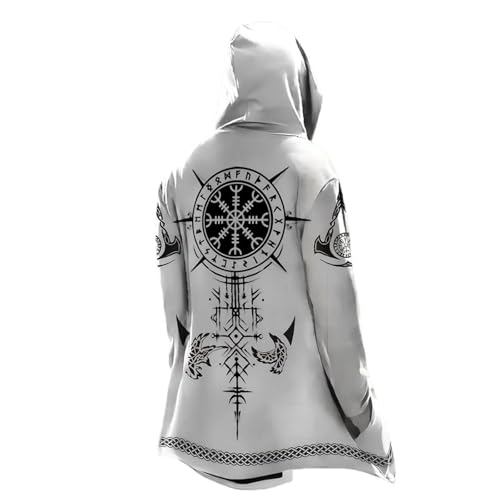 Mens Jacket Medieval Norse Mythology Hooded Cool Motorcycle Cardigan Cape - image 4