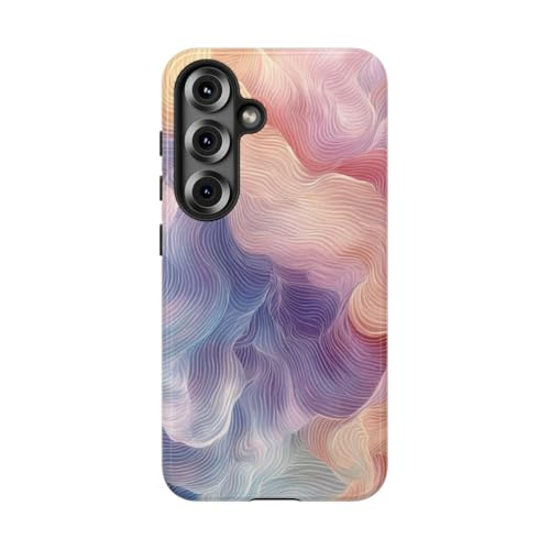 Coque Samsung S25 violette anti-rayures - Protection brillante vagues pastel