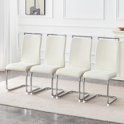 Baysitone Cream White Suede Dining Chairs