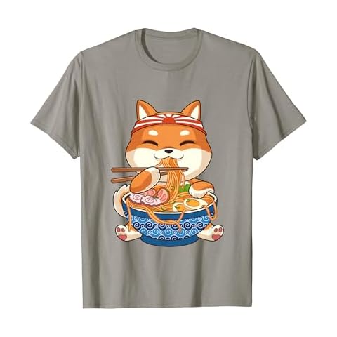 Kawaii Cute Anime Shiba Inu Dog Otaku Japanese Ramen Noodles T-Shirt Cover