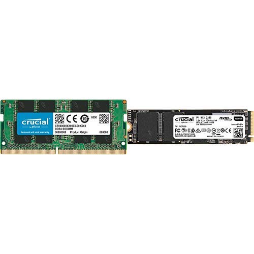 Crucial 8GB Single DDR4 2400 MT/S (PC4-19200) SR x8 SODIMM 260-Pin Memory with P1 1TB 3D NAND NVMe PCIe M.2 SSD - CT1000P1SSD8