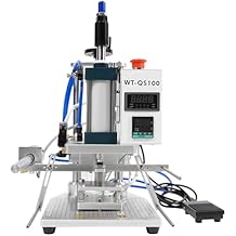 Hot Foil Stamping Machine, 8x10cm Pneumatic Hot Foil Stamping Machine w/Adjustable Temp 113-662F for PVC Leather PU Paper Logo Embossing