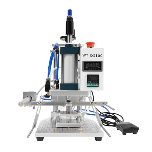 Pneumatic Leather Hot Stamping Machine Air Operated Logo Leather PVC Press Digital Hot Foil Stamping Machine for Leather, PVC, PU, Paper, Plastic Logo Embossing 110V 500W