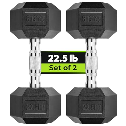 Hex Dumbbell Set, 2.5-65 lb Rubber Encased Exercise & Fitness Dumbbells, Weights Dumbbells Set of 2, Hand Weight for Strength Training