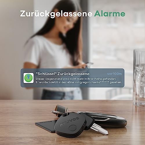 ATUVOS Air Tag Schlüsselfinder 2er Pack, Smart Tracker KeyFinder Kompatibel mit Apple Wo ist? APP (iOS NUR,Android Nicht unterstützt) Bluetooth Key Finder für Gepäck/Koffer/Taschen,Austauschbarer Akku