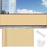 Balkon Sichtschutz Wetterfest 120 x 400 cm HDPE Balkonbespannung mit Kabelbinder Atmungsaktiv Balkon...