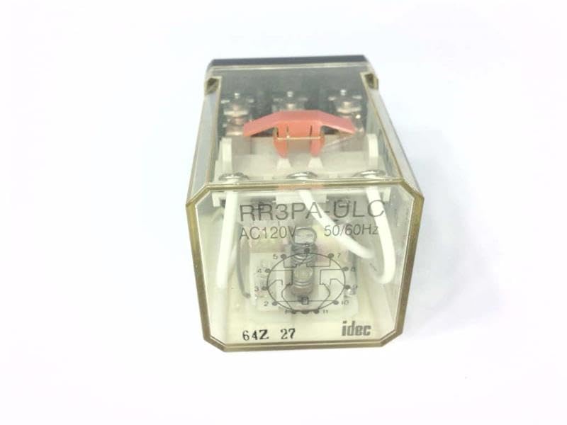 IDEC RR3PA-ULCAC120V 11 PIN Terminal, 120 VAC Coil, 3 Poles 3PDT, 50/60 HZ, Check Button W LED Indicator, Power Relay, RR Series, Rugged Industrial 10 AMP