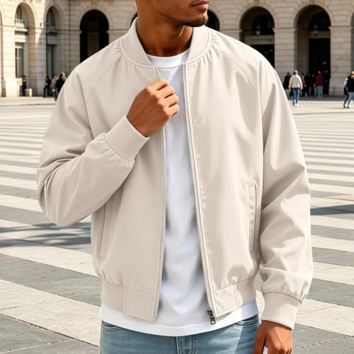 Bomber Jacket for Men Casual Lightweight Wind Breaker Zip Up Jacket - image 3