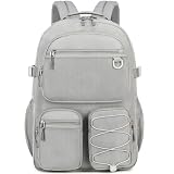Lohol Mochila resistente à água com vários bolsos para viagens ao ar livre, faculdade, mochila para laptop de 15,6 polegadas para homens e mulheres, Cinza, Large, Mochilas Daypack