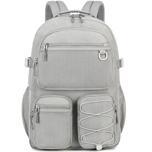 Image of Lohol Water Resistant Daypack with Mulitiple Pockets for School Travel Outdoor College, 15.6 inch Laptop Backpack for Men and Women (Grey)