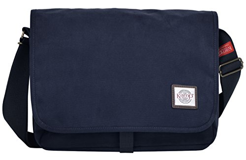 Kamp New York Mini Bleeker Messenger Bag for Men and Women 13 Inch Laptop Shoulder Bag for Work or College (Navy)