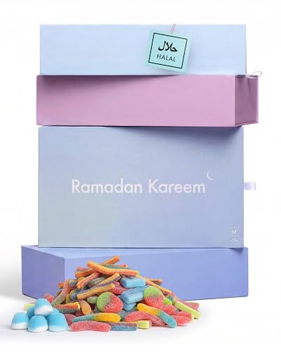 Miralina - Ramadan Kareem Geschenkbox - Halal Süßigkeiten - Eid und Zuckerfest Geschenke - Ramadan Geschenke - Fruchtgummi - ohne Schweinegelatine - Gummibärchen