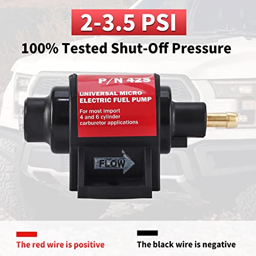 CarBole 42S Electric Gasoline Fuel Pump Universal 5/16 inch Inlet and Outlet 12V 1-2A 28GPH 2-3.5 PSI Operating Fuel Pressure 2-wire Design