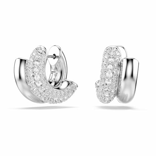 Créoles Swarovski Dextera mini taille ronde boucles d'oreilles blanches chic