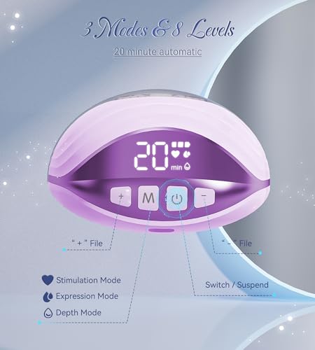 Image of Electric Breast Pump Wearable Models GLE10, Hands Free Breast Pump, Invisible & Lightweight Design, 3 Modes & 8 Levels, Portable Electric Pump(Purple)