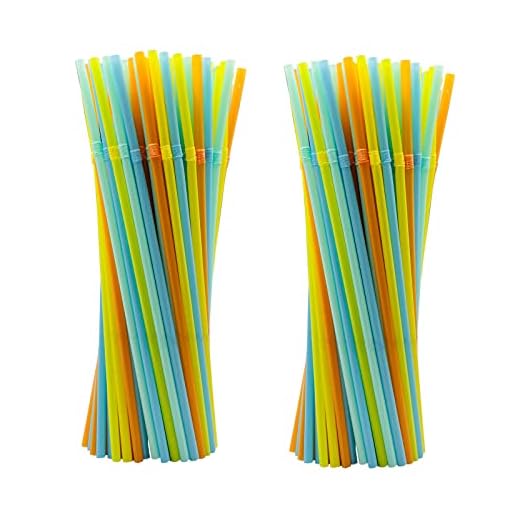 Pajitas de color PLA- Pajitas compostables 100% a base de plantas, sin plástico, biodegradables y flexibles, duraderas para bebidas frías y calientes (200 unidades)