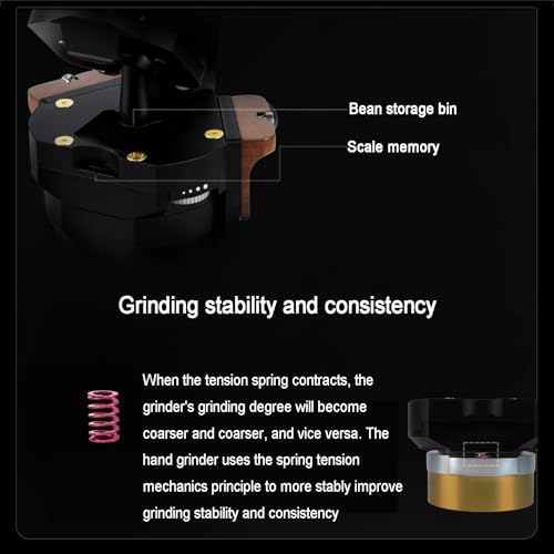 Conical Burr Coffee Grinder, Manual Espresso Mill, Adjustable Thickness Hand Crank for Espresso, Drip, French Press, & Cold Brew (B)