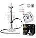 SHISHAZADE® Set completo per Narghilè in, Narghilè Shisha Hookah 71cm, pinze, LED con telecomando, tubo in silicone, 20 bocchini, testa del tabacco, set di testa in acciaio, set di alluminio (Nero)