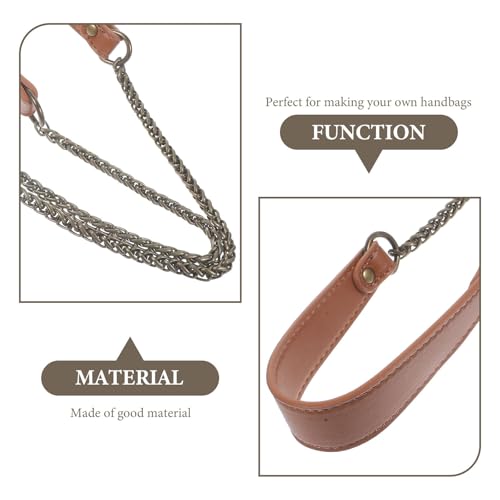 Correa de cuero marrón SHOWERORO con mini cadena; elegancia ligera y resistente para bolsos de moda 4