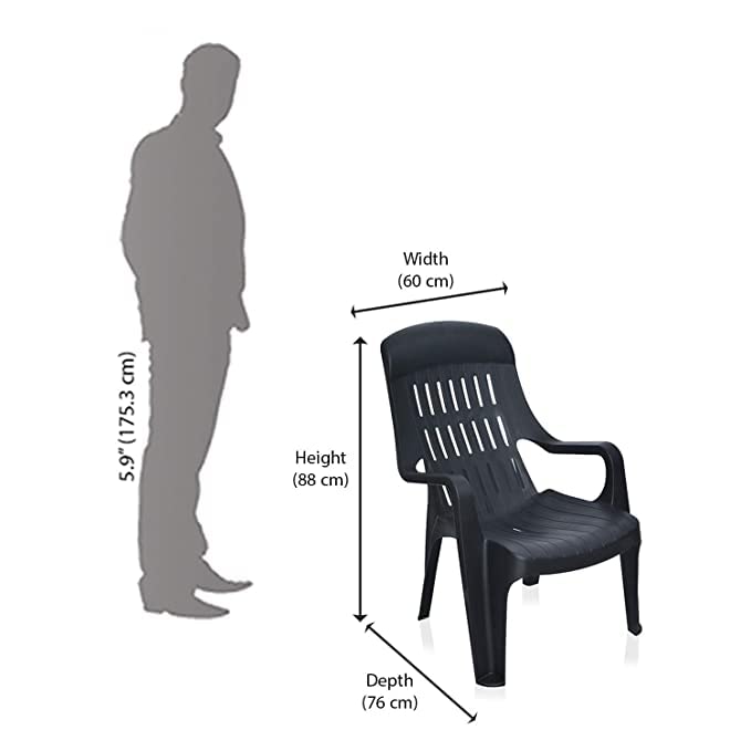 Image of SkyGlamour Weekender Comfort Relax Plastic Armrest Chair | Sinlge Plastic Chair for Living Room | Balcony | Home | Living Room | Plastic Arm Chair | Color: Iron Black; Single Chair