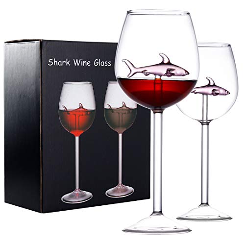 Crazy Clearance Shark Wine Glasses with Shark Inside,Great Gift for Birthday Anniversary Wedding Party Christmas Celebration,10 Ounce Thin Shark Wine Glass Goblets for Shark Week Gifts Crazy Clearance Shark Wine Glasses with Shark Inside,Great Gift for Birthday Anniversary Wedding Party Christmas Celebration,10 Ounce Thin Shark Wine Glass Goblets for Shark Week Gifts