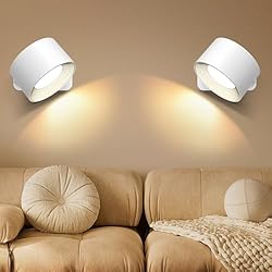 Lamparas De Pared Tactiles EUJAM Lámpara pared dormitorio ampara led recargable Apliques Pared Interior Control táctil Lámpara de pared LED Interior 10 brillo de 3 colores Focos con mando a distancia (Blanco * 2)