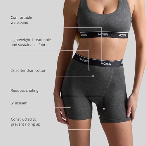 Image of Woxer Womens Baller 5 inch High Waisted Boy Shorts Underwear - Seamless Boxer Briefs, Boyshort Panties, No Show Women's Boxers