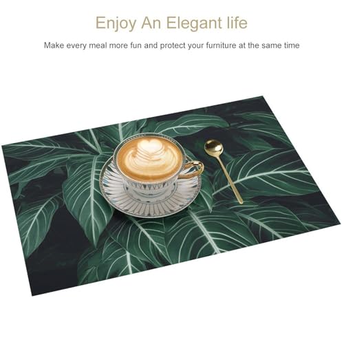 Set de table vert de qualité supérieure tressé à motif végétal chic pour réception - 4
