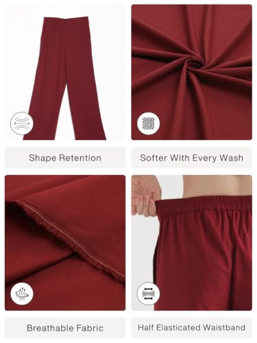 Image of SAADAA Women's Relaxed Fit Mid Rise Airy Linen Wide Leg Pants, High Waist Trousers for Formal, Casual & Office Wear