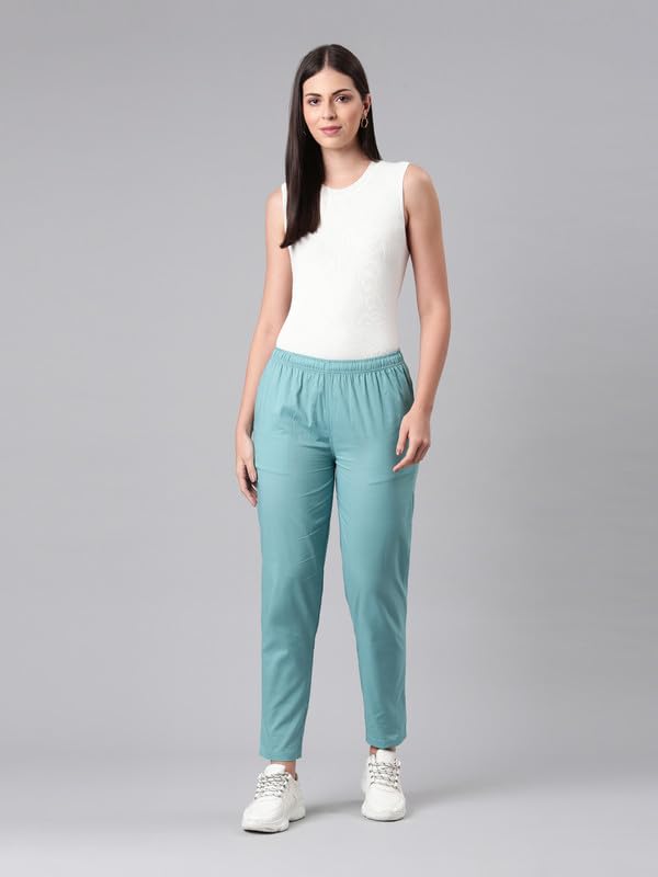 Image of Go Colors Women Cotton Pant Light Mint 2X