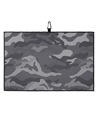 Golf Towel Gray Military Camouflage Army Art Waffle Pattern Towels With Carabiner Clip,Microfiber Golf Accessories Camo Forest Club Cleaner Towel For Golf Bags #TOP24