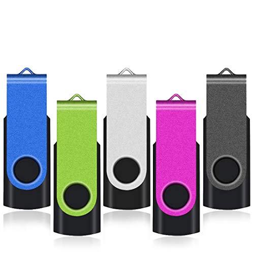 Lot de 5 Cle USB 32 Go Mat Matériel Clé USB 2.0 Mémoire Stick Stockage Pivotant Flash Drive Clef USB Originale Fantaisie(Multicolore 32G)