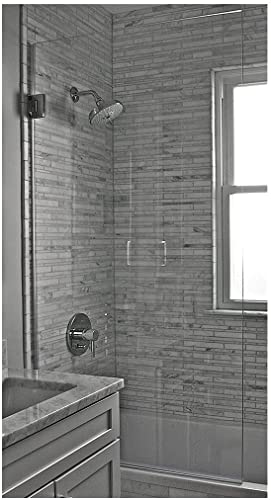Ark Showers 6408Ghsc Frameless Bathtub Shower Door, 64 X 33.5, 5/16 (8Mm) Low Iron Glass With Square Top Corner, Polished Brass Hinges #TOP25