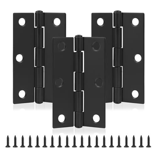 MABAHON 3PCS Door Hinges，75mm (3 Inch) Black Butt Hinges with 20PCS Hinge Screws for Outdoor and Internal Doors Home Furniture Wooden Door Hinge Thickened Folding Butt Hinge