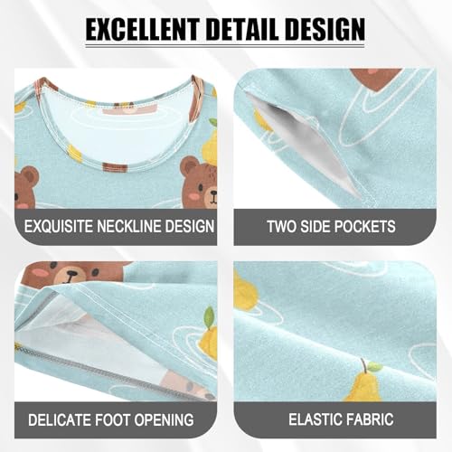 Pajama Short Sets Bears Floating with Pears Soft Cotton Summer Sleepwear 2 Piece PJS Size 5-14T3