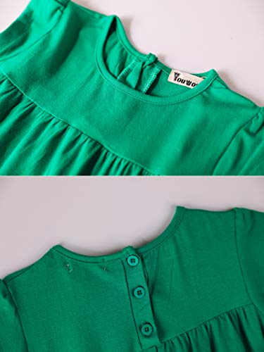 Image of Youwon Girls Dress Long Short Sleeve Solid Color Tunic A-Line Tiered Swing Dress 2-6 7-16