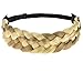 TOECWEGR 5 Strands Synthetic Hair Braided Headband Hairpiece Classic Chunky Wide Plaited Braids ElasticMulti-Color Headband Ladies Beauty Headwear (Linen colorA)