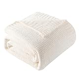 BATTILO HOME White Chenille Throw Blanket for Couch, Knit Cream Chenille Blanket for Bed, Sofa, Home Decor, Soft Warm Ivory Throw Blankets for Farmhouse,51'x67'