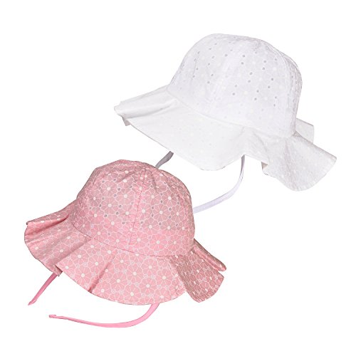 Pack of 2 Wide Brim Sun Protection Summer Floppy Hat For Baby Girl